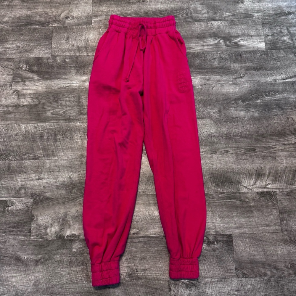 Frankies Bikinis Hot Pink Jogger Sweatpants Drawstring Waist Womens Sz. S